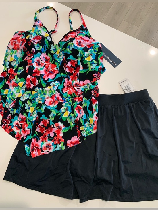 Trimshaper Other - Trimshaper Floral Print Spaghetti Strap Women's Swimsuit Set, 18 NWT